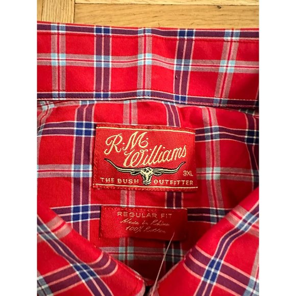 New R.M. Williams Western Button-Down Shirt Mens 3XL Red Plaid & Check - Picture 5 of 7